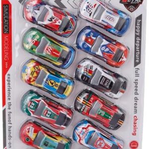 3A 12PCS Pull-Back Toy Cars Set for Kids – Plastic Die-Cast Look, 1:64 Scale, Multi-Color, Racing Car Models for Boys (Ages 3-5)